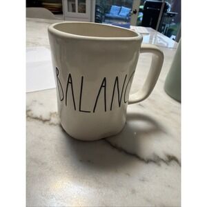 Rae Dunn Balance White Ceramic Coffee Tea Mug 18 oz Artisan Collection Magenta